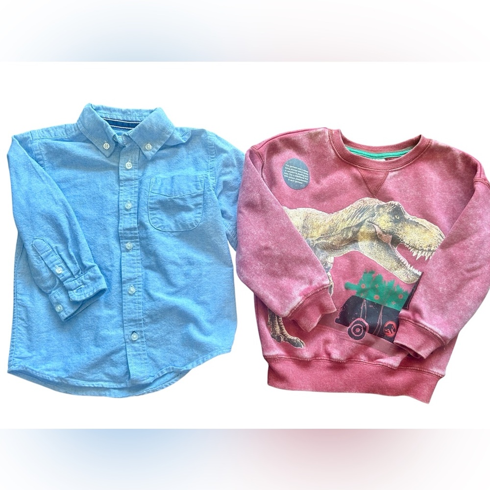 Size 3T Childrens Place Blue Button Down NWT Red Jurassic Park Dinosaur Shirt